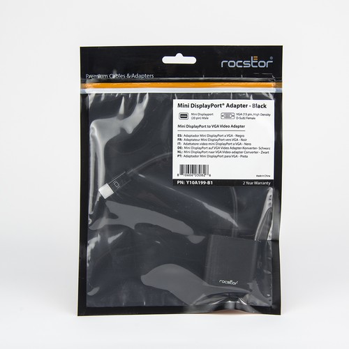 Rocstor Y10A199-B1 6In Mini Displayport To Vga Male Female Adapter Black - Picture 2 of 9