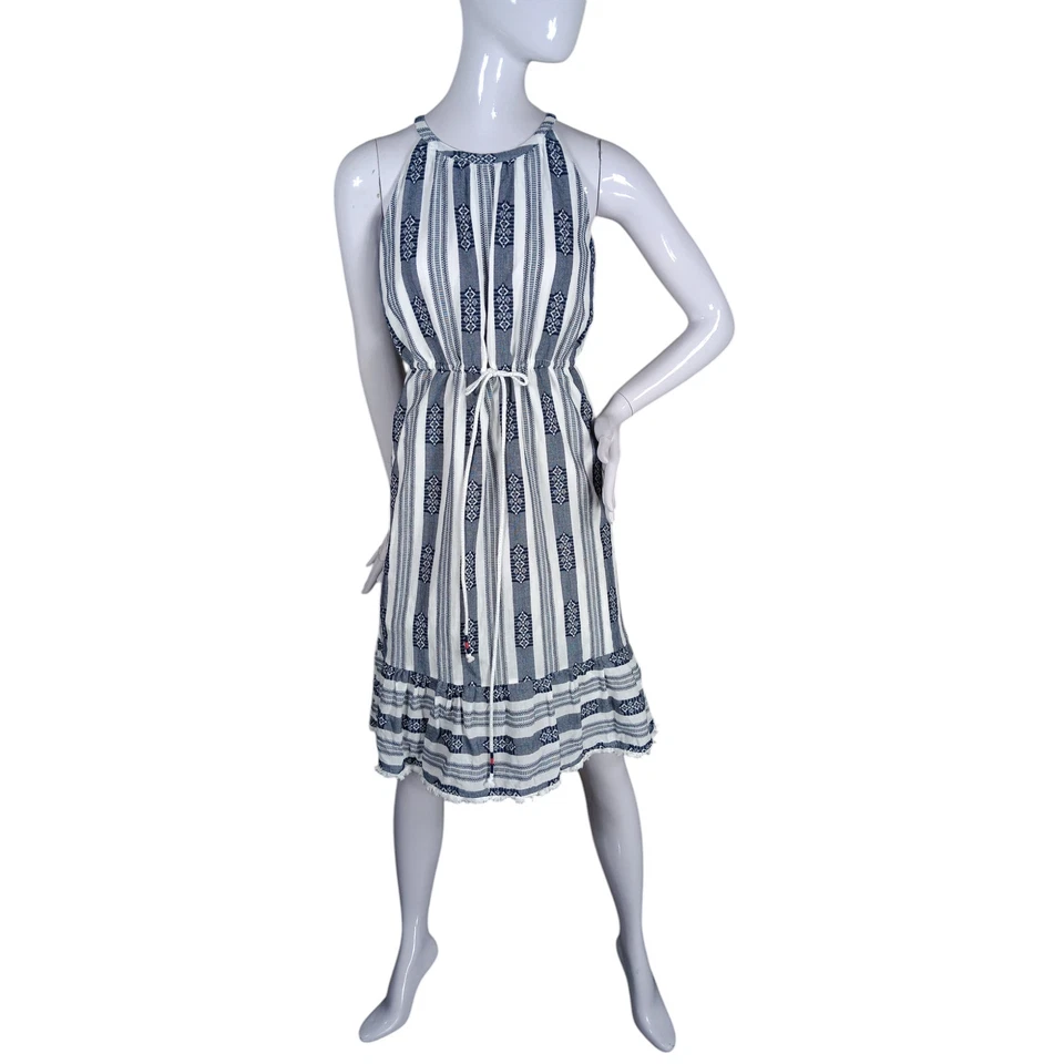 Style & Co Striped Jacquard Midi Dress Size Petite Small Blue and White - Image 4 of 4