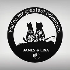 Personalized Couple Cats Metal Sign Custom Couple Gifts Home Decor Signs