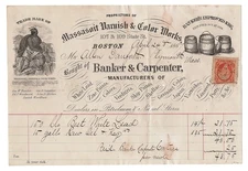 1867 Massasoit Varnish Letterhead with Indian Graphic - Boston, MA