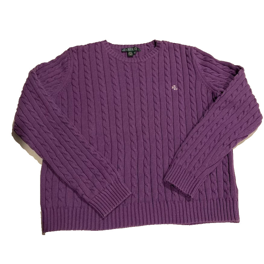 Lauren Ralph Lauren, Vintage Lauren RALPH LAUREN Cable Knit PURPLE Sweater GREEN LABEL Hong Kong