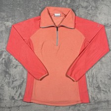 Columbia Womens Fleece Pullover Quarter Zip Pink Coral Outdoor Hiking Size S