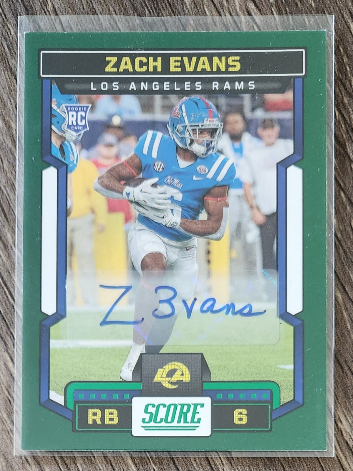 2023 Score Zach Evans Green Parallel Rookie RC Auto #319 Rams