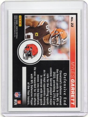 2024 Panini Zenith Myles Garrett #22 Cleveland Browns - Picture 2 of 2