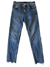 Zara Jeans Women  s 4 Denim High Rise Raw Hem Ankle Length Distressed