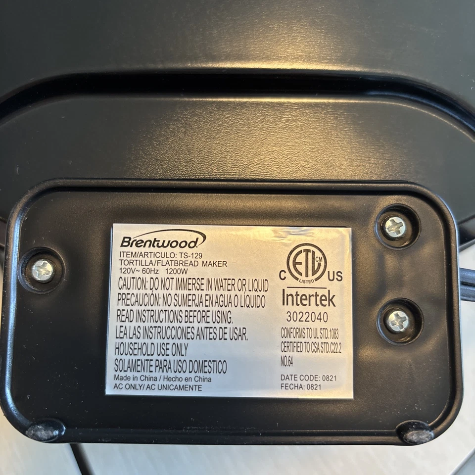 Brentwood TS-129 11 дюймов антипригарная электрическая тортилья из нержавеющей стали *читайте - Изображение 2 из 4