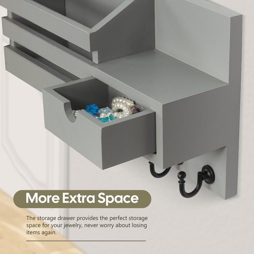 Key and Mail Holder for Wall Mail Organizer Wall Mount with 6 Hooks and Storage - Picture 4 of 7