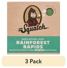 (3 pack) Dr. Squatch Rainforest Rapids Natural Bar Soap for Men, 5 oz
