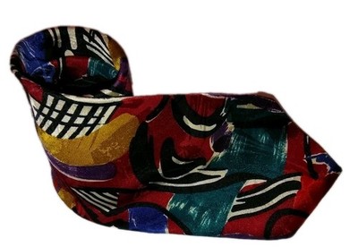Vintage Erreuno Milano 100% Italian Silk Tie Made In USA Abstract Multicolor 