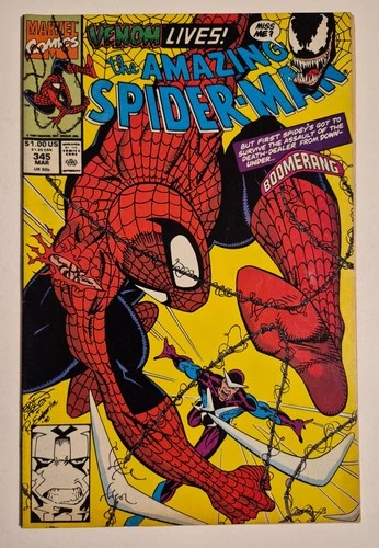 The Amazing Spider-Man #345 (1991, Marvel) VF- Erik Larsen Boomerang Cover Venom