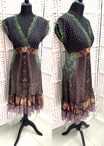 Michal Negrin Multicolor Flowers With Crystals Dress Size - L - - Picture 24 of 24