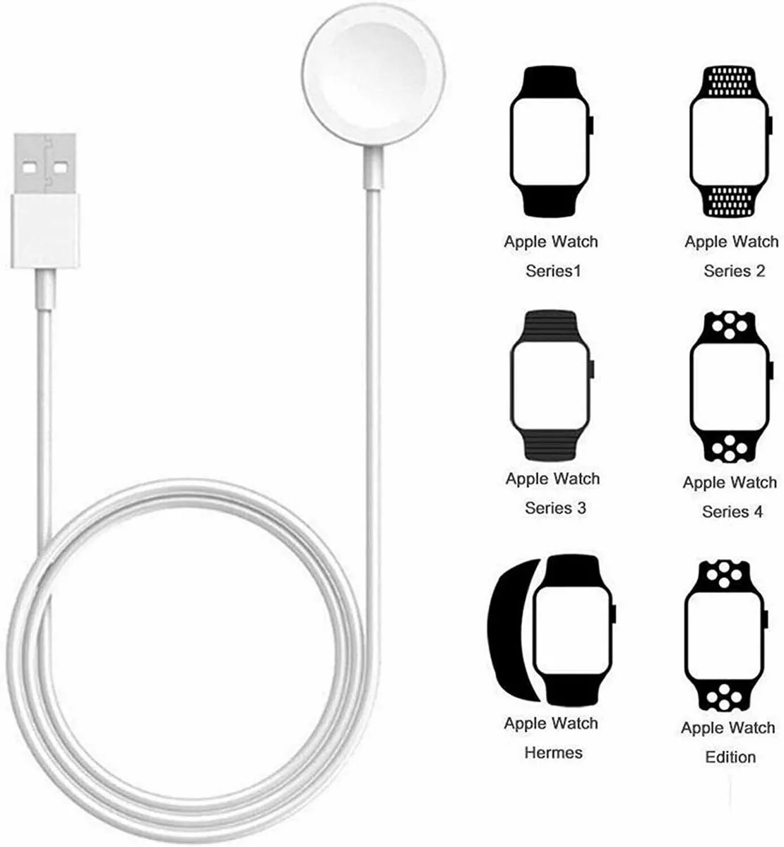 Chargeur de montre pour Apple Watch Series 6 SE 5 4 3 2 1 USB A câble de  charge