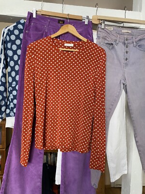 Stine Goya Shirt Bluse Tunika Punkte Rot Weiß L