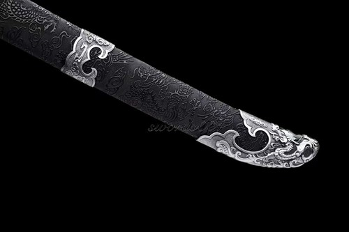 Black & Silvery Chinese Sword Brotherhood Of Blades Carbon Steel Nice Pattern - Picture 9 of 10