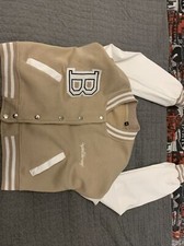 Women Ladies Crop Jacket Beyond The Range Contrast Sleeve American Varsity Top