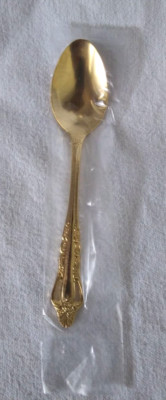 Vintage NEW International E.P. Gold Plated Teaspoon Flatware Pierced Handle
