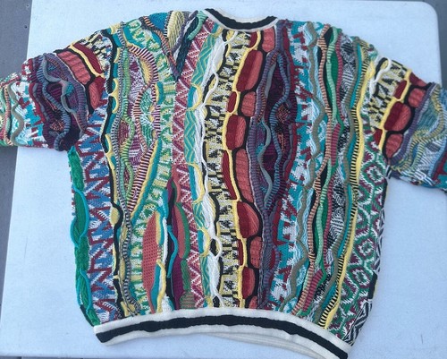 Vintage Coogi Sweater Neon Crayon Vibrant Men's L Colorful Rare Biggie Hip Hop - Picture 6 of 9