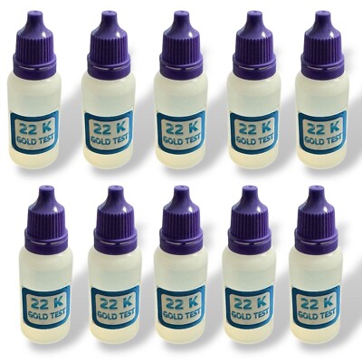 22K Gold Testing Solution Acids Check Gold Authenticity at Home 10 Bottles/Box