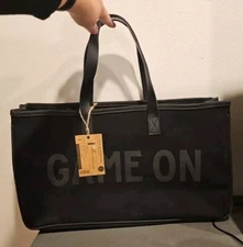 Santa Barbara Design Studio 'Game On' Black Canvas Tote NWT