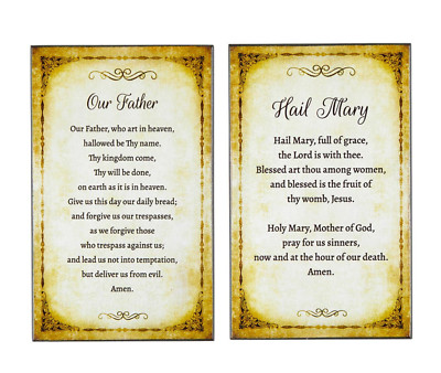 Our Father Prayer AND Hail Mary Prayer Small Wood Plaques 5" H Each ...