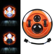Faro LED naranja alto-bajo con adaptador H4 para moto Street Glide 7""