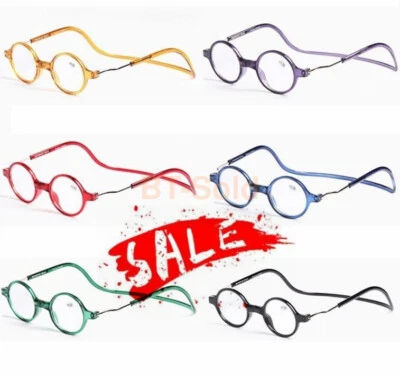 +1.0~+4.0 Folding Magnetic Reading Glasses Snap Click Front Neck Hanging Glasses