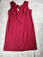 Talbots Sheath Dress Womens 16 Burgandy Zip Back Career Cocktail Scalloped