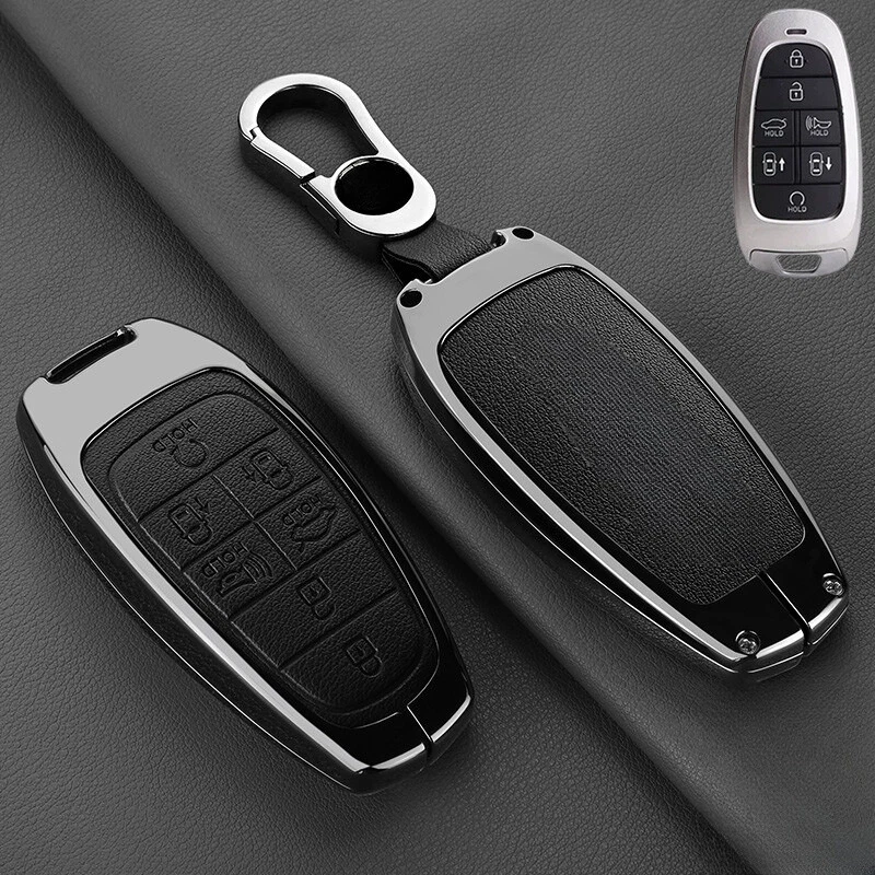 Leather Zinc Alloy Car Smart Key Fob Case Cover Bag For Hyundai Nexo Sonata 2019 - Image 3 of 4