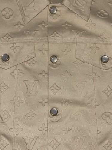 Louis Vuitton Men's Workwear Denim Jacket Monogram Embossed Beige Cotton Size 50 - Picture 9 of 24
