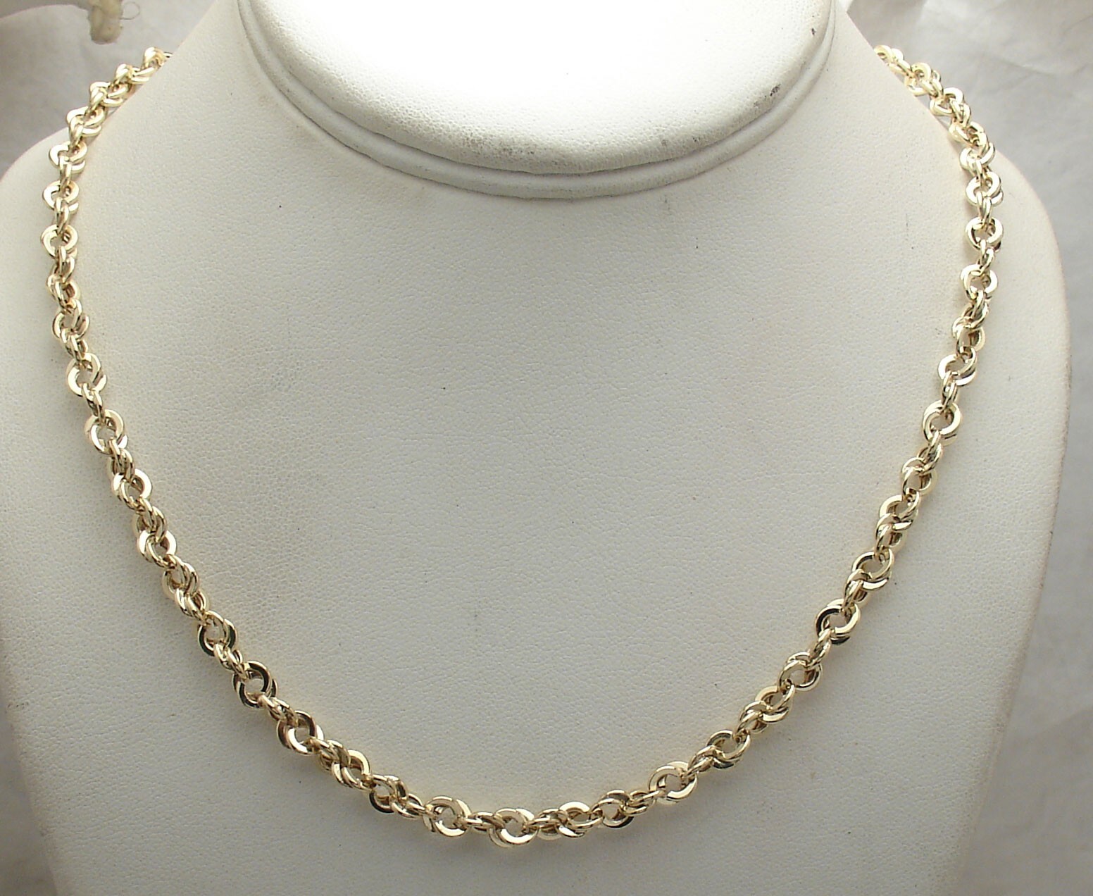 Elegant Twisted Multi Rolo Charm Link Chain Necklace Real 10K Yellow ...
