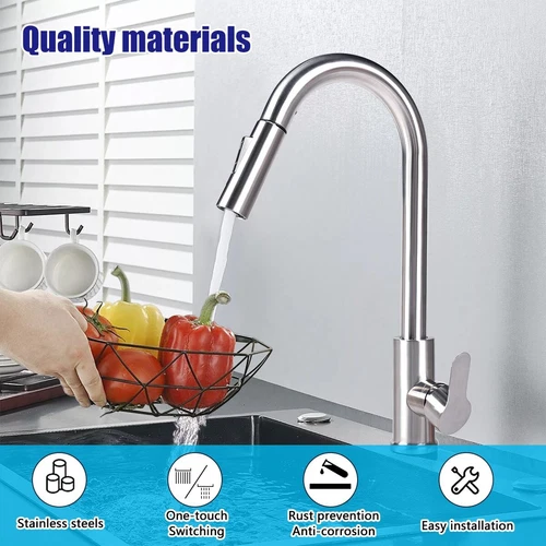 360° Kitchen Sink Mixer Taps Pull Out Spout Spray Single Lever Modern Mono Tap - Picture 1 of 9
