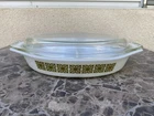 Vintage Pyrex Verde Gree Square Flowers Divided Casserole Dish 1 1/2 QT Minty!