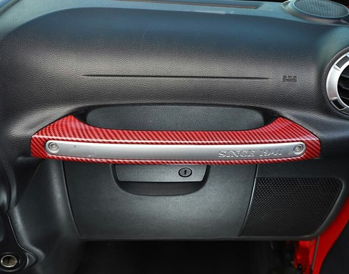 For 11-17 Jeep Wrangler JK Red Carbon Fiber Co-pilot Grab Handle Bar Cover Trim - Picture 6 of 39