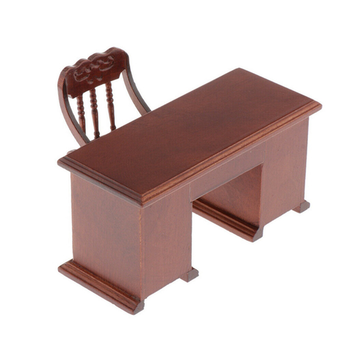 1:12 Dollhouse Desk Miniature Office Furniture Wooden Desk Set Scene Decoration - Picture 5 of 8