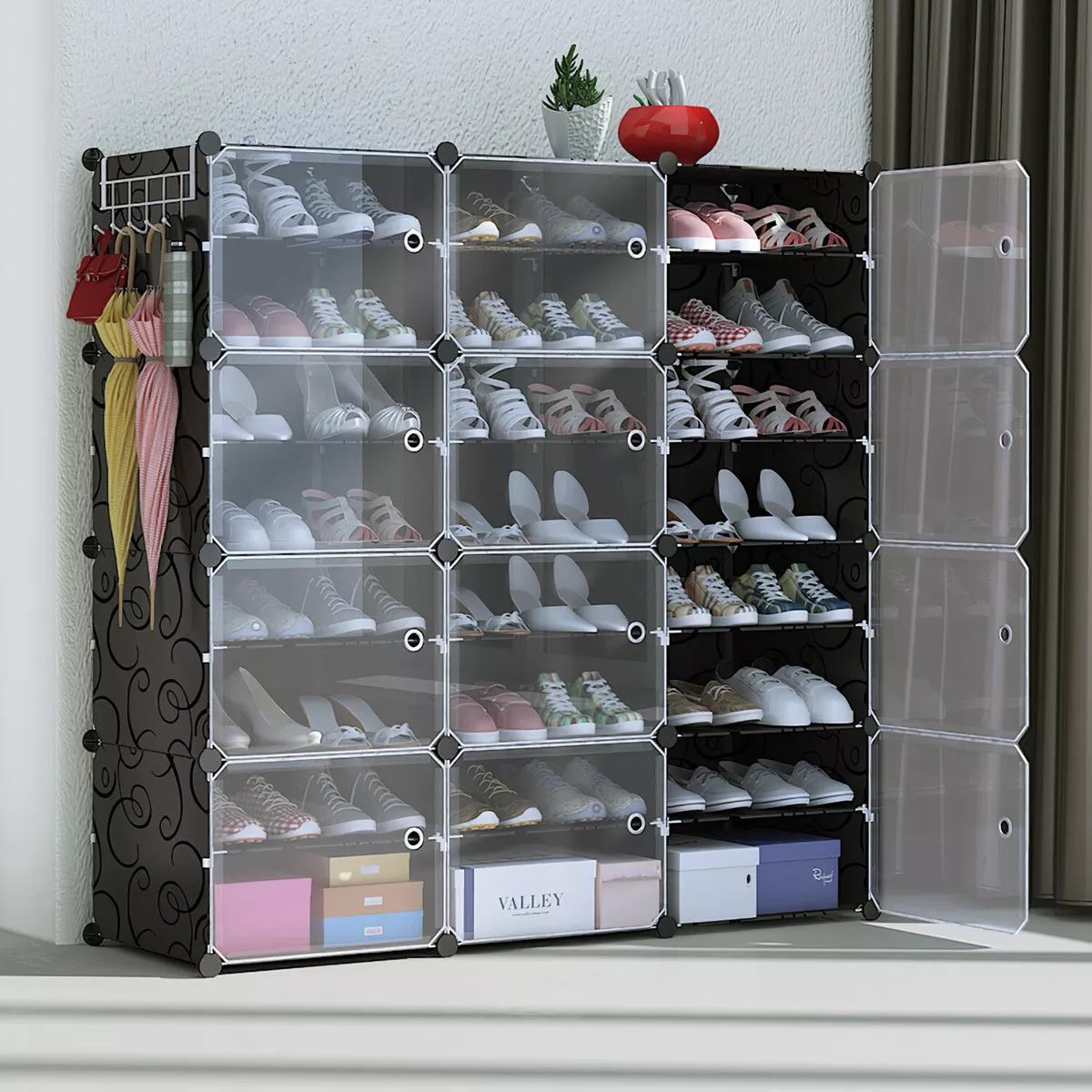 Small Plastic Shoe Cabinets Organizer Space Saving Vertical