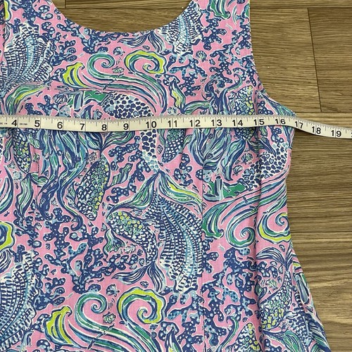 Lilly Pulitzer Maurina Blue Mermaid Sea Print Lagoon Linen Shift Dress sz 4 - Picture 7 of 13