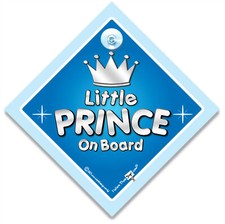 Little Prince On Board Car Sign, Suction Cup Baby On Board Sign For Princes