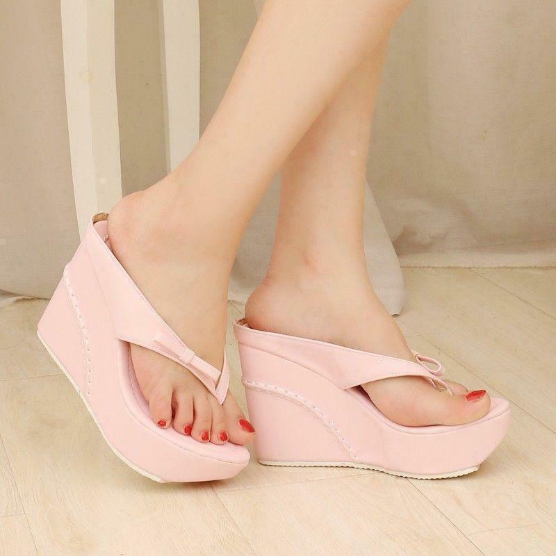Women Summer Platform Flip Flops Shoes Beach Thongs Slippers