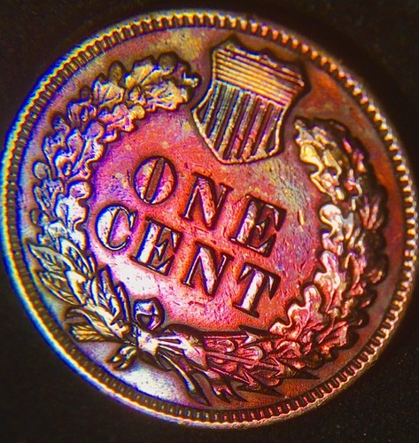 1908 / 1C /INDIAN HEAD PENNY MONSTER TONED IN GREAT SHAPE / LIBERTY & DIAMONDS - Picture 2 of 3