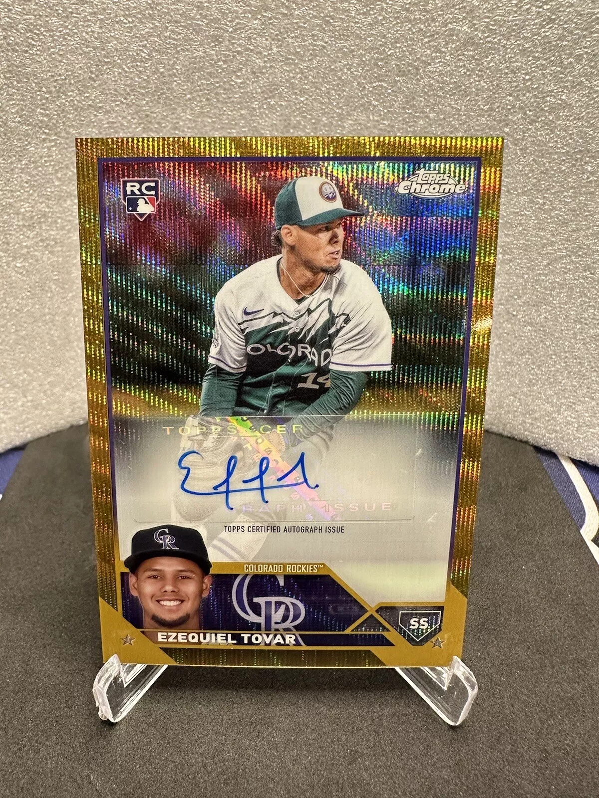 2023 Topps Chrome Update Ezequiel Tovar Rookie Auto Gold Wave Refractor /50