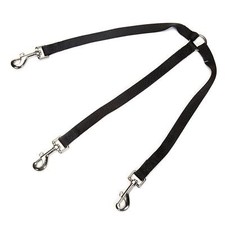 2 Way Dog Lead Black Leash Coupler Walk Two Dogs At The Same Time Choose Size