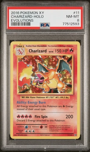CHARIZARD HOLO  #11/108 PSA 8 NEAR MINT/MINT 2016 POKEMON  TCG XY EVOLUTIONS