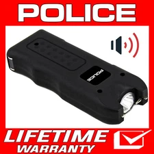 POLICE Stun Gun 628 700 BV Rechargeable LED Flashlight Siren Alarm Black 