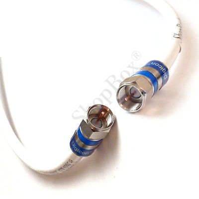 White RG6 Coax Cable Standard 75 Ohm for Outdoor Antenna CATV Satellite TV Long