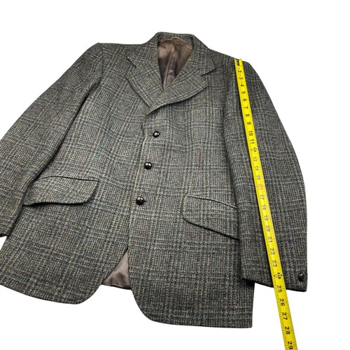 VTG Harris Tweed Men's 100% Wool Blazer Green/Gray Plaid • Great Britain • 40R - Picture 13 of 16