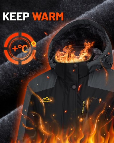 Mujeres Esquí Nieve Chaqueta Térmica Forrada de Vellón Exterior Senderismo Trabajo Invierno Abrigo - Imagen 22 de 146