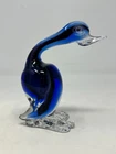 Vintage Handblown Blue Murano Glass Duck Figurine - Mirano Italy