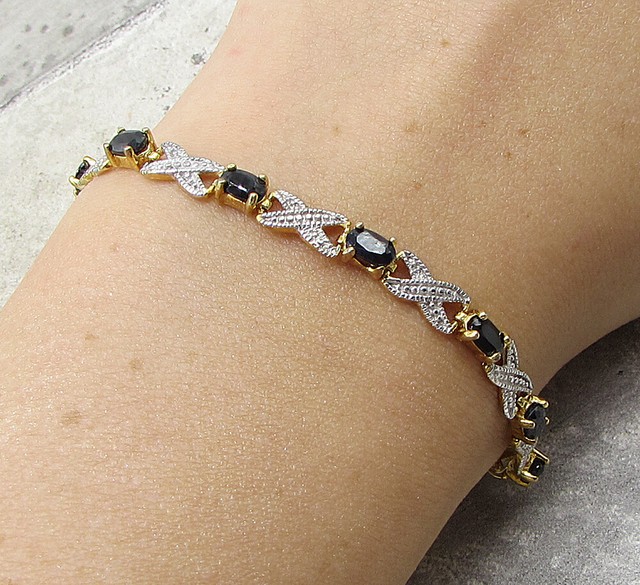 Gold Over 925 Silver Faceted Sapphire XO Tennis Bracelet BT1047 eBay