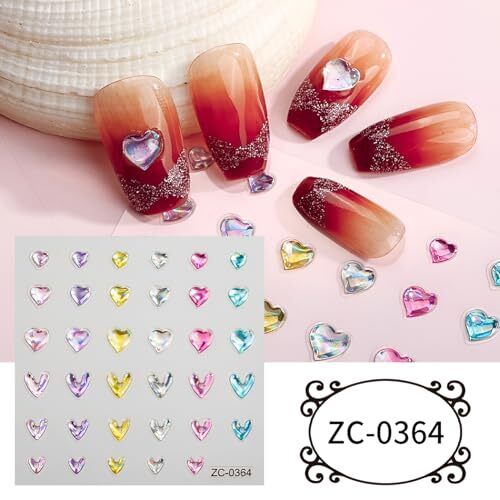 8Sheets Heart Nail Art Stickers 5D Embossed Valentine's Day Nail Stickers for - Picture 5 of 7