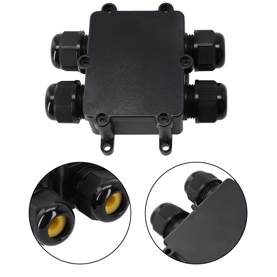 Abzweigdose IP68 Schwarz - Wasserdichte Verteilerdose Für Außenbereich Mit Zubehör